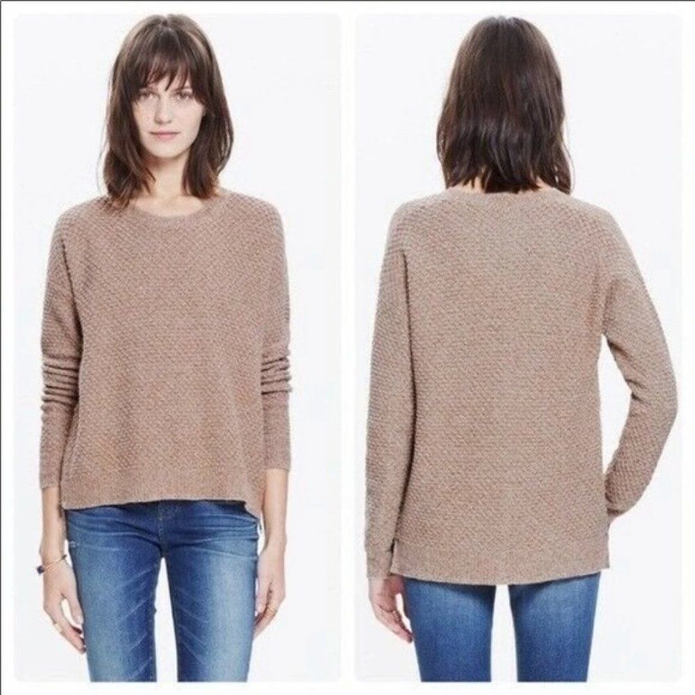 Madewell Landmark Textured Side Zip Knit womens hi low sweater Sz. S